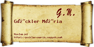 Göckler Mária névjegykártya